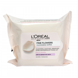 L'OREAL FINE FLOWERS CLEANSING WIPES 25'S FOR DRY+SENSITIVE SKIN