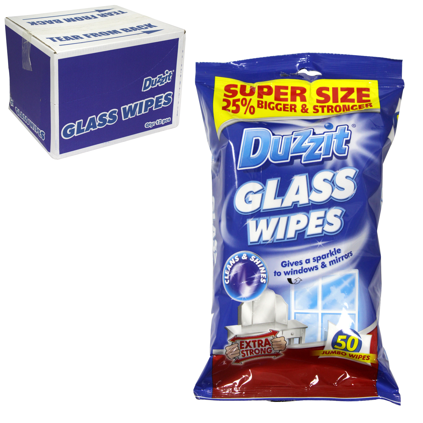 Duzzit Glass Jumbo Wipes 50s x12 - Concord Cash and Carry