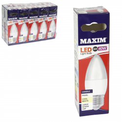MAXIM LED CANDLE COOL WHITE PEARL LIGHT BULB ES 6W=40W X10
