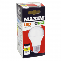 MAXIM LED WARM WHITE PEARL GLS ES 10W=60W [BOX SAYS BAYONET CAP]