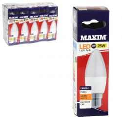 MAXIM LED WARM WHITE PEARL LIGHT BULB CANDLE BC 3W 25W 250 LUMEN X10
