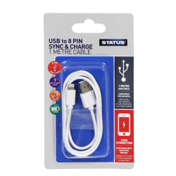 STATUS USB TO 8 PIN SYNC & CHARGE CABLE 1M