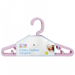 FIRST STEPS 8PK X 22CM BABY CLOTHES HANGERS PINK