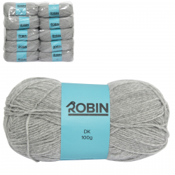 ROBIN 4032 DOUBLE KNIT WOOL WEIGHT 100GM LENGTH 300M SILVER X10