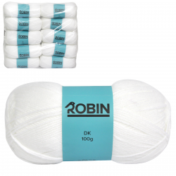 ROBIN 4032 DOUBLE KNIT WOOL WEIGHT 100GM LENGTH 300M WHITE X10