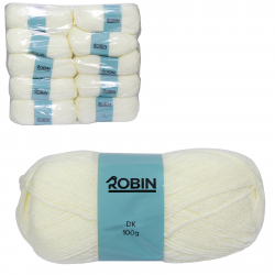 ROBIN 4032 DOUBLE KNIT WOOL WEIGHT 100GM LENGTH 300M CREAM X10