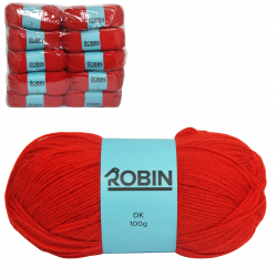 ROBIN 4032 DOUBLE KNIT WOOL WEIGHT 100GM LENGTH 300M BRIGHT RED X10