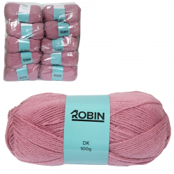 ROBIN 4032 DOUBLE KNIT WOOL WEIGHT 100GM LENGTH 300M PALE ROSE/PALE PINK X10