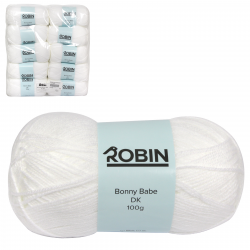 ROBIN BONNY BABE 4058 DOUBLE KNIT WOOL WEIGHT 100GM LENGTH 300M WHITE X10
