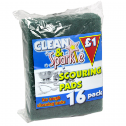 CLEAN+SPARKLE £1 SCOURING PADS 10PK