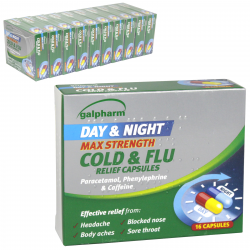 GALPHARM DAY+NIGHT MAX COLD+FLU RELIEF CAPSULES 16'S  X10