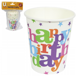 U PARTY HAPPY BIRTHDAY PAPER CUPS 6PK