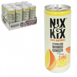 NIX & KIX 100% NATURAL+VEGAN 250ML SPARKLING MANGO+GINGER X12
