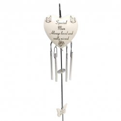 HEART WIND CHIME+STICK 8CMX8CM SPECIAL MUM - ALWAYS LOVED AND SADLY MISSED