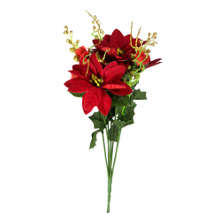 POINSETTIA & ASTILBE BUSH RED AND GOLD 30CM