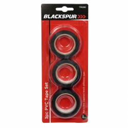 BLACKSPUR 3PK PVC TAPE SET BLACK