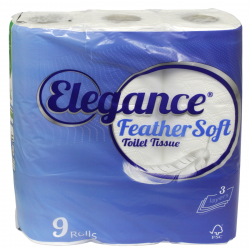 ELEGANCE FEATHER SOFT TOILET ROLLS 3PLYX9PK 160 SHEETS WHITE X6