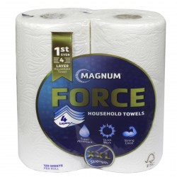 MAGNUM FORCE KITCHEN ROLL 4PLYX2PK 120 SHEETS WHITE X8