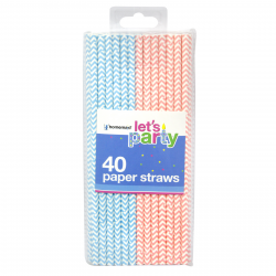 151 PAPER STRAWS 40PK ZIG ZAG PINK AND BLUE 