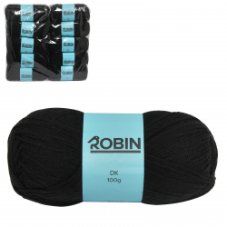 ROBIN 4032 DOUBLE KNIT WOOL WEIGHT 100GM LENGTH 300M BLACK X10