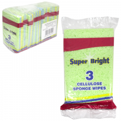 SUPERBRIGHT 3 CELLULOSE SPONGE WIPES X10