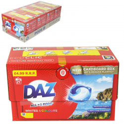 DAZ ALL-IN-1 PODS 21 WASH FOR WHITES+COLOURS PM £4.99 X4