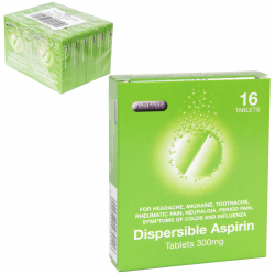 ASPAR DISPERSIBLE ASPIRIN TABLETS 16X300MG  X12 (NON RETURNABLE)