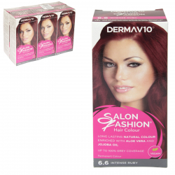 DERMA V10 SALON FASHION HAIR COLOUR 6.6 INTENSE RUBY X6