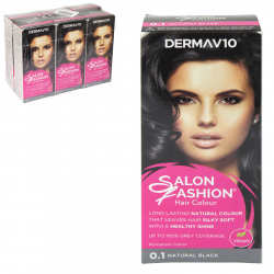 DERMA V10 SALON FASHION HAIR COLOUR 0.1 BLACK X6