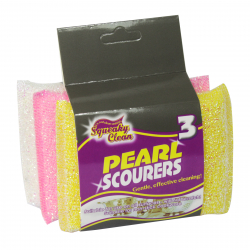 SQUEAKY CLEAN 3 PEARL SCOURERS ASSORTED COLOURS