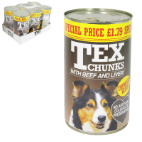 TEX CHUNKS BEEF+LIVER DOG FOOD 6X1200GM