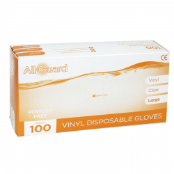 ALL GUARD 100 CLEAR VINYL DISPOSABLE GLOVES POWDER FREE LARGE