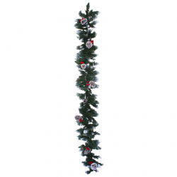 6FT FROSTED SPRUCE GARLAND WITH CONES & BERRIES