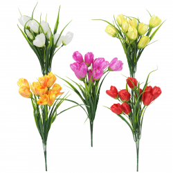 TULIP BUSH WITH GRASS 35CM ASSORTED COLOURS