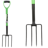 GREEN BLADE DIGGING FORK WITH PLASTIC COATED STEEL SHAFT