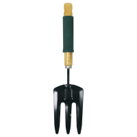 GREEN BLADE HAND FORK WITH CUSHION GRIP - WOODEN HANDLE