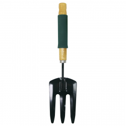GREEN BLADE HAND FORK WITH CUSHION GRIP - WOODEN HANDLE