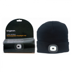 KINGAVON 4 SMD USB RECHARGEABLE HEADLIGHT HAT - BLACK