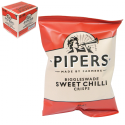 PIPERS CRISPS 40GM BIGGLEWADE SWEET CHILLI X 24 * REDUCED * BBE 10.03.2024