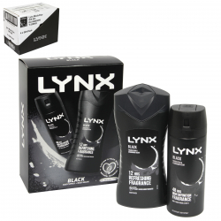 LYNX DUO GIFT SET BODYSPRAY 150ML+BODYWASH 225ML BLACK X4 SPLITABLE PACK