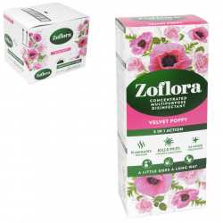 ZOFLORA 500ML CONCENTRATED DISINFECTANT 3IN1 VELVET POPPY X12