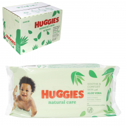 HUGGIES BABY WIPES 56'S NATURAL CARE+ALOE VERA X10