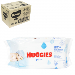 HUGGIES BABY WIPES 56'S PURE 99% WATER PM £1 X6